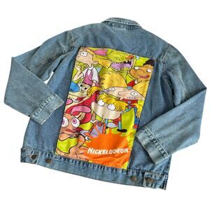 Nickelodeon 90s Rugrats Hey Arnold Ren Stimpy Oversized Denim Jacket Size Large